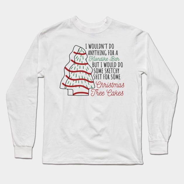 Christmas Baking Tree Cakes, Some sketchy stuff for some christmas tree cakes, Hand Drawn White Christmas Tree Cakes Long Sleeve T-Shirt by WassilArt